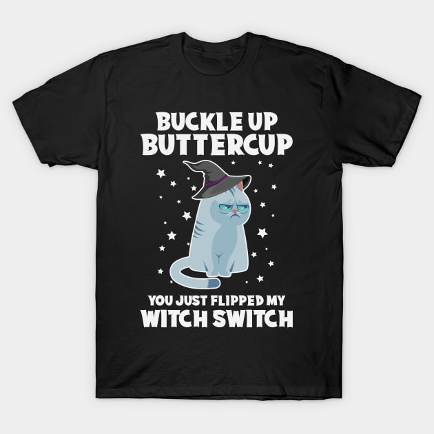 Grumpy Witch Cat Funny Halloween Gift For Cat Lovers T-Shirt by BadDesignCo